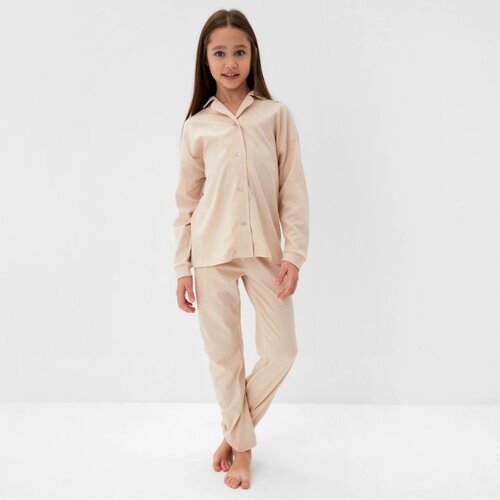 Пижама детская (рубашка и брюки) MINAKU, цвет бежевый, рост 134 см