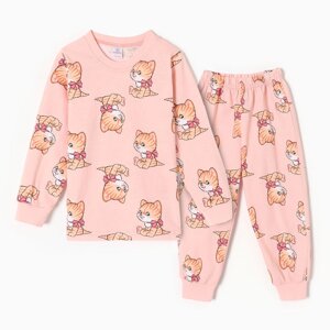 Пижама для девочек, цвет персиковый, рост 116 см