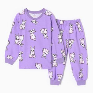 Пижама для девочек, цвет сиреневый, рост 104 см