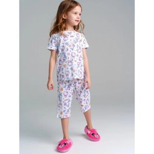 Пижама для девочки PlayToday: футболка и бриджи, рост 110 см