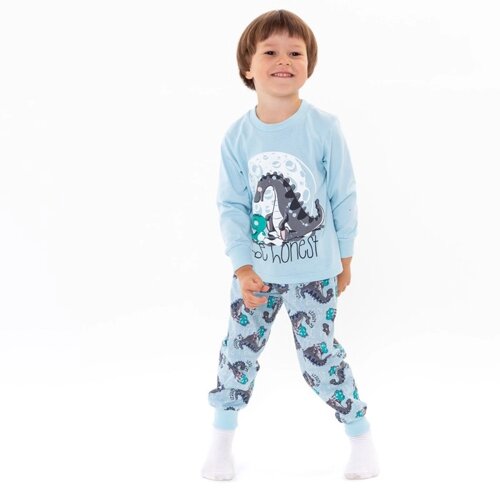 Пижама для мальчика, цвет голубой, рост 128 см