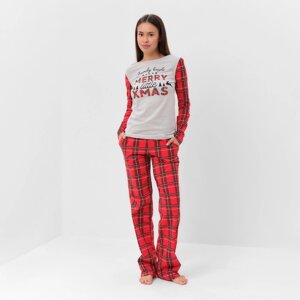 Пижама новогодняя женская KAFTAN "X-mas", цвет белый/красный, размер 52-54