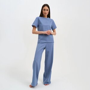 Пижама женская (футболка и брюки) KAFTAN "Basic" размер 48-50, цвет синий