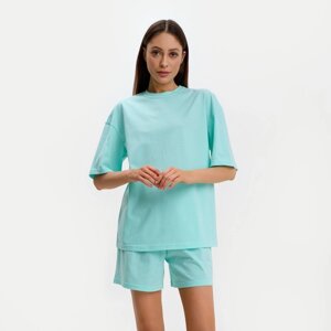 Пижама женская (футболка и шорты) KAFTAN Basic р. 48-50, бирюзовый