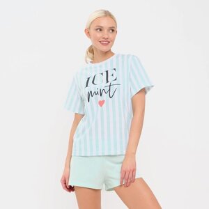 Пижама женская (футболка и шорты) KAFTAN "Ice mint" р. 52-54