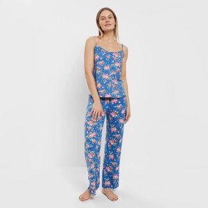 Пижама женская (майка, брюки) цвет индиго, размер 44