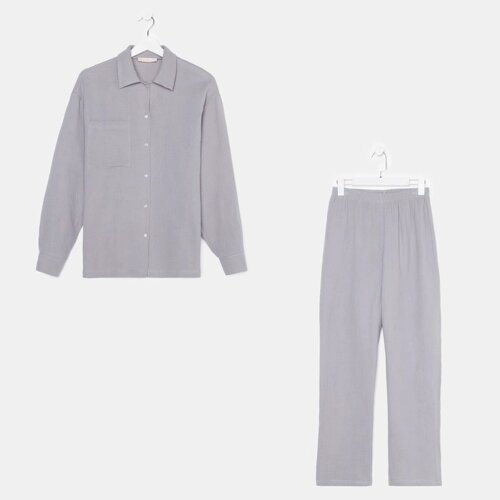 Пижама женская (рубашка и брюки) KAFTAN "Basic" размер 40-42, цвет серый