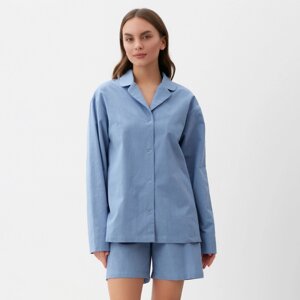 Пижама женская (рубашка и шорты) KAFTAN "Basic" р. 44-46, голубой