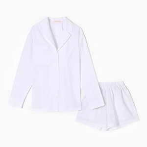 Пижама женская (рубашка и шорты) KAFTAN Linen, р. 40-42, белый