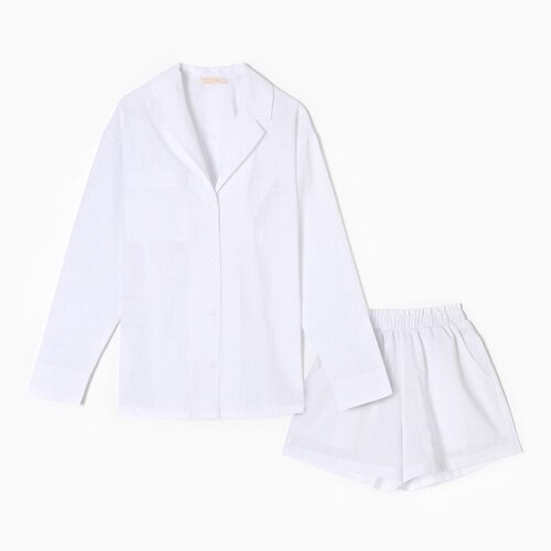 Пижама женская (рубашка и шорты) KAFTAN Linen, р. 40-42, белый
