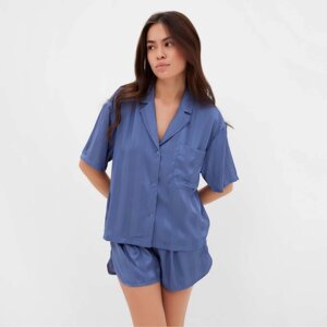 Пижама женская (рубашка и шорты) KAFTAN "Полоса" размер 40-42, синий
