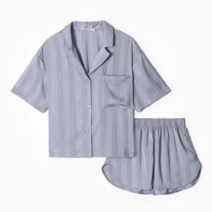 Пижама женская (рубашка и шорты) KAFTAN SILK "Полоска" р. 40-42, голубой