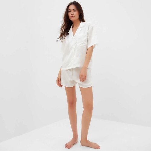 Пижама женская (рубашка и шорты) KAFTAN Silk, р. 44-46, белый