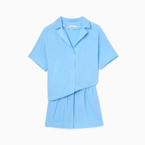 Пижама женская (рубашка, шорты) KAFTAN "Basic" р. 48-50, голубой