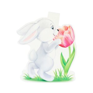 Плакат фигурный "Заяц с тюльпаном" 35х41 см