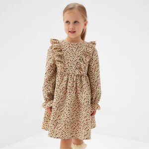 Платье для девочки MINAKU: Cotton collection цвет бежевый, р-р 116