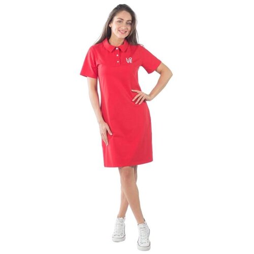 Платье-поло женское, размер 44, цвет красный