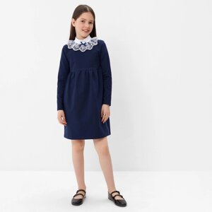 Платье "Школа-3" для девочки, цвет т. синий, рост 128 см (68)