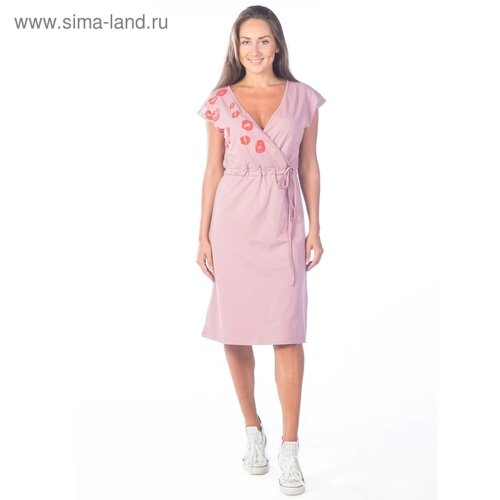 Платье женское «Губки-поцелуйчики», размер 52, цвет тёмно-розовый