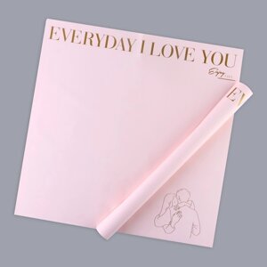 Плёнка для цветов упаковочная двухсторонняя «Love you», розовый, 56 х 56 см