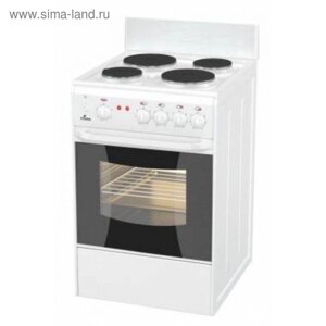 Плита Flama AE 1402 W, электрическая, 4 конфорки, 50 л, эмаль, без гриля, белая