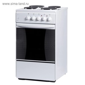 Плита Flama AE 1403 W, электрическая, 4 конфорки, 50 л, эмаль, без гриля, белая