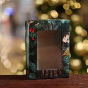 Подарочная коробка, с окном, сборная "Merry Christmas", 21 х 15 х 7 см