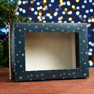 Подарочная коробка, с окном, сборная "С Новым Годом", 24 х 17 х 8 см
