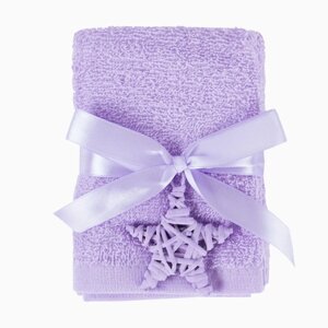 Подарочное полотенце, размер 30x30 см, цвет лиловый 4 шт