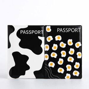 Подарочный набор: 2 обложки для паспорта, цвет белый/чёрный