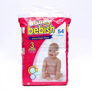 Подгузники детские Bebish 3 Midi (4 - 9 kg), 54 шт