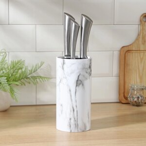 Подставка для ножей с наполнителем Доляна «Мрамор», 2211 см, цвет белый