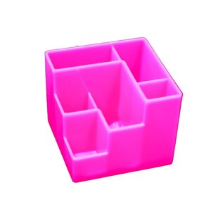 Подставка-органайзер для канцелярии 6 отделений цвет розовая