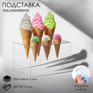 Подставка под мороженое 251815, оргстекло 2 мм, d=4 см, цвет прозрачный, В ЗАЩИТНОЙ ПЛЁНКЕ