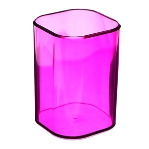 Подставка-стакан для канцелярии СТАММ "Фаворит", пластик, квадратная, тонированно-фиолетовая