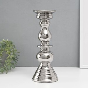 Подсвечник керамика на 1 свечу "Элегант" d=1,5 см серебро 12х12х31,5 см