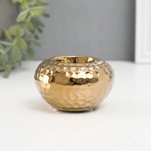 Подсвечник керамика на 1 свечу "Капли дождя на шаре" d=4 см золото 8х8х5 см