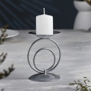 Подсвечник "Закат" металл на одну свечу, 8,3х11 см, серебро