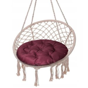 Подушка круглая на кресло непромокаемая D60 см, цвет бордо, грета 20%полиэстер 80%
