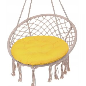 Подушка круглая на кресло непромокаемая D60 см, цвет жёлтый, грета 20%полиэстер 80%