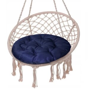 Подушка круглая на кресло непромокаемая D60 см, т-синий, файбер, грета хл20%пэ80%
