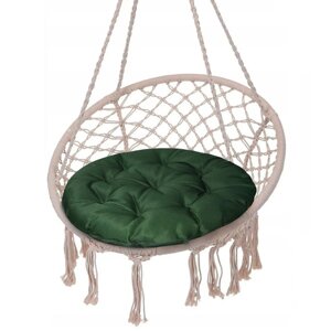 Подушка круглая на кресло непромокаемая, размер D60 см, цвет тёмно-зелёный, файберфлекс, грета 20%полиэстер 80%