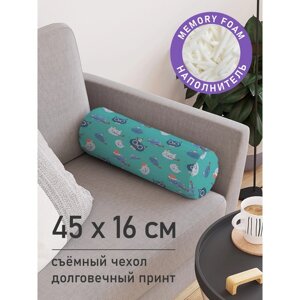 Подушка валик «Праздничные коты, декоративная, размер 16х45 см