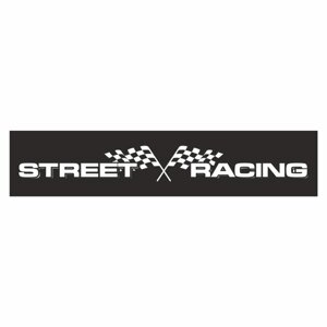 Полоса на лобовое стекло "STREET RACING", флаги, черная, 1600 х 170 мм
