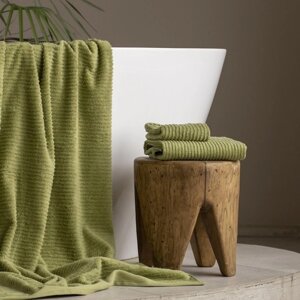 Полотенце махровое «Лайн», размер 30х50 см, цвет зелёный