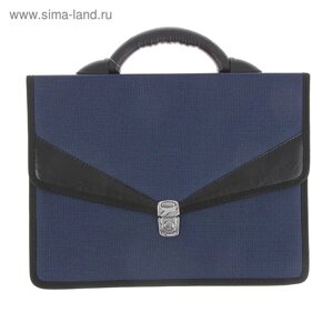 Портфель деловой 350 х 260 х 100 мм, текстильный, 2 отделения "Ладога" комбинированный синий, 1С112