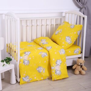 Постельное бельё BABY Мамонтенок жёлтый 112х147см, 110х150см, 60х60см, бязь 120г/мхлопок 100%