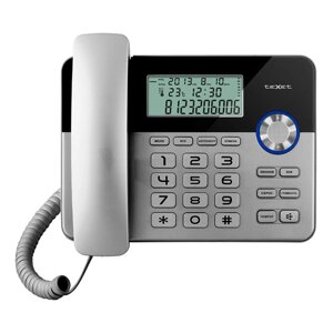 Проводной телефон Texet TX 259, повторный набор 9 номеров, тональный набор, черно-серебристый 78600