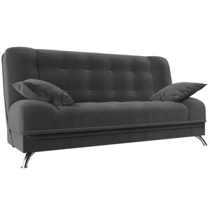 Прямой диван «Анна», механизм книжка, велюр, цвет серый