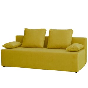 Прямой диван «Бёрн», механизм еврокнижка, велюр, цвет горчичный